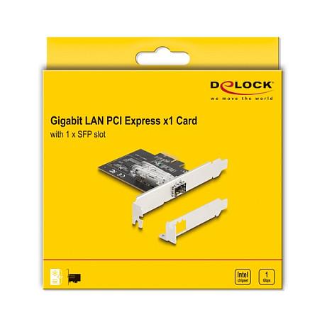Karta të Rrjetit Delock 88318 / PCIe 2.1 x1 / 1x Gigabit LAN SFP / 1000Mbps / Intel i210 / Low Profile - 4