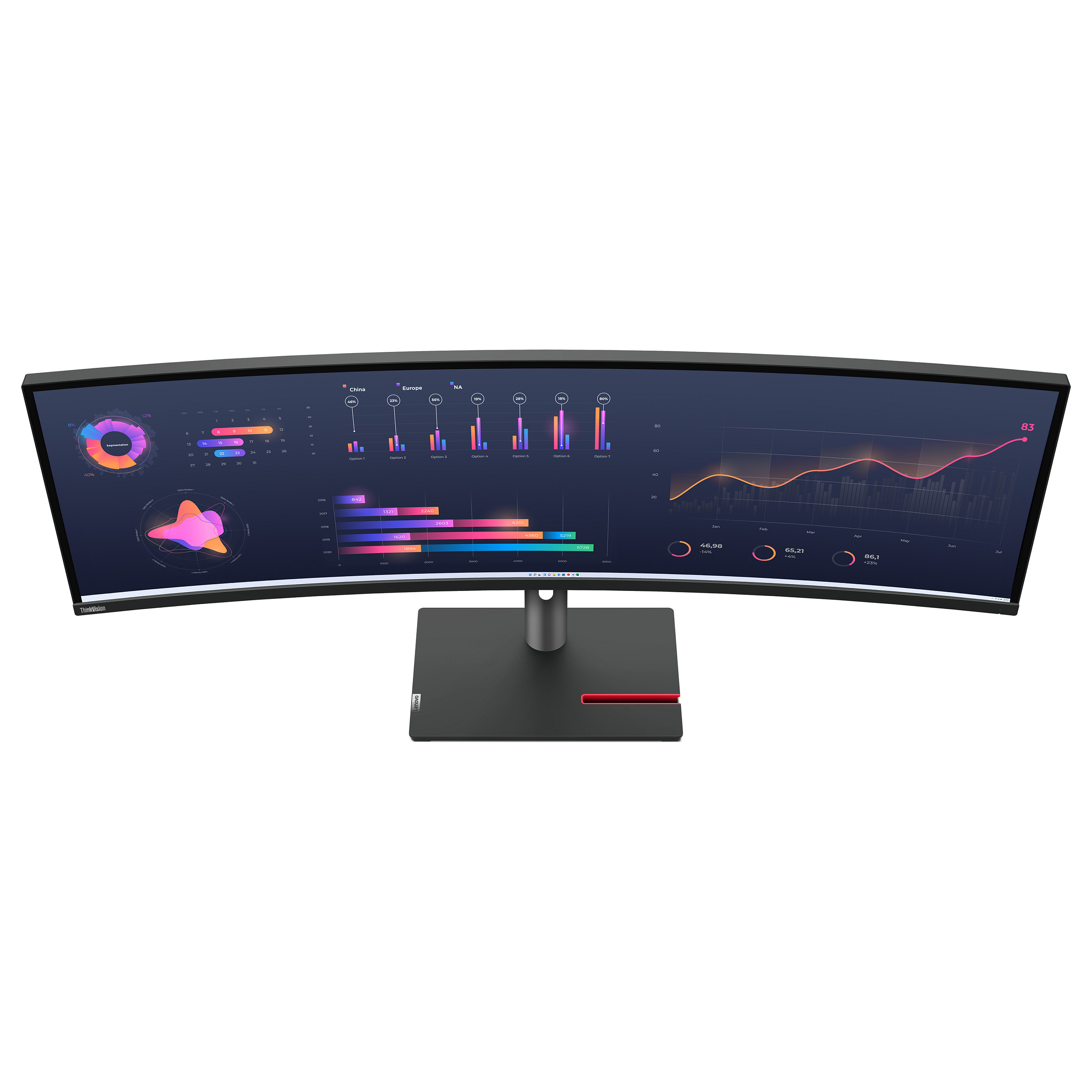 Monitor i lakuar Lenovo ThinkVision P49w-30 / 49" Dual Quad HD 60 Hz 6 ms IPS Curved / HDMI DP USB-C / e zezë - 17