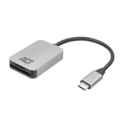 Lexues Kartelash ACT AC7056, USB-C 3.2 Gen 1, SD/SDHC/SDXC, microSD, UHS-II, 5 Gbps, kabllo 12 cm, Kuti Alumini – Argjend