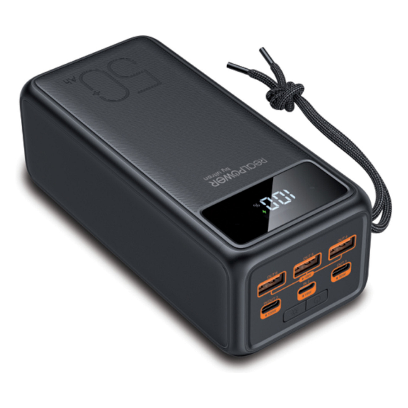 Powerbank RealPower PB-56000 PD PRO / 56000mAh / 130W / 3x USB-A + 2x USB-C / Display – Zezë