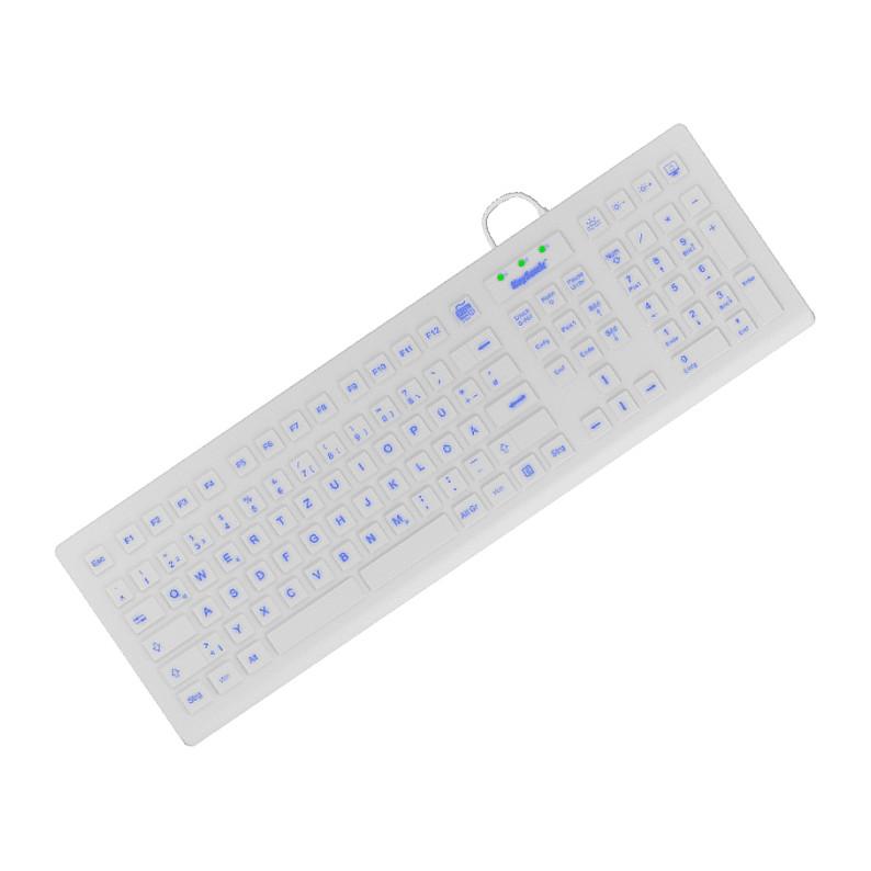 Tastierë me kabllo KeySonic KSK-8031INEL / USB / Full-Size / QWERTZ / German / 110 Taste / IP68 - Bardhë