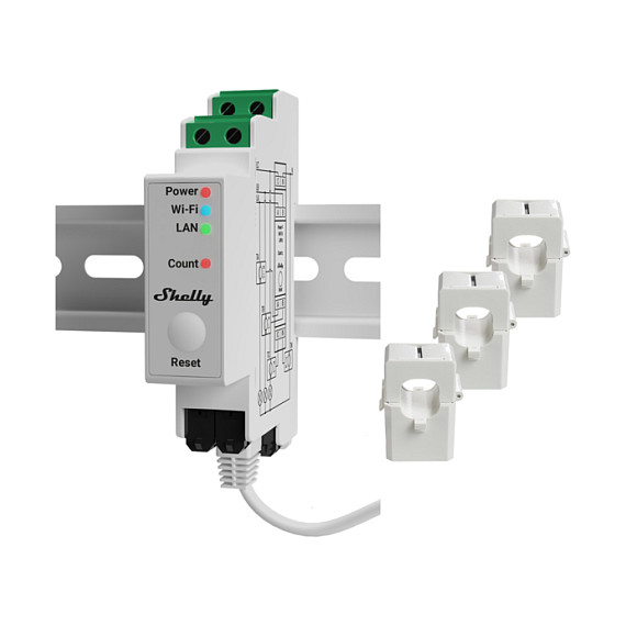 Smart Relay with 3x120A Terminals Shelly Pro 3EM 120A  Wi-Fi/LAN / Measurement Function - 1