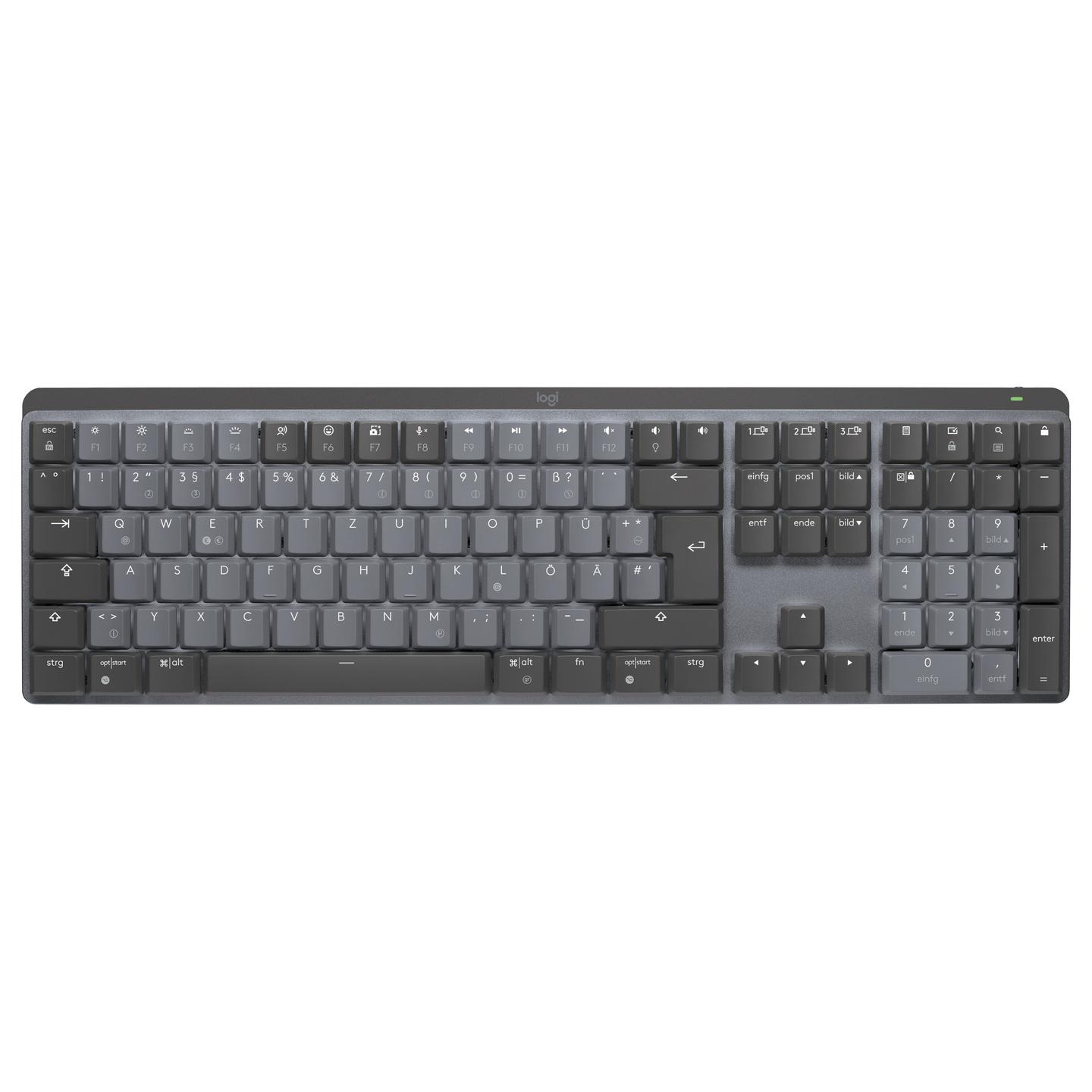 Tastierë pa kabllo Logitech MX Mechanical / QWERTZ (DE) / Full-Size / Mekanike / Tactile Quiet / Low-Profile / Bluetooth + Logi Bolt / Ndriçim LED – Gri - 3