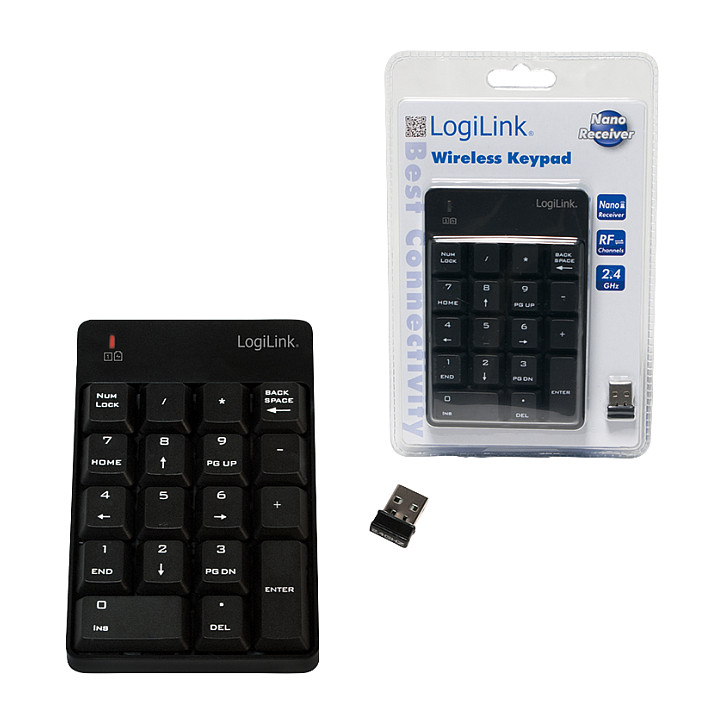 Tastierë Pa kabllo LogiLink ID0120 / Numpad / 18 Taste / 2.4 GHz / USB Nano Receiver - Zezë - 4
