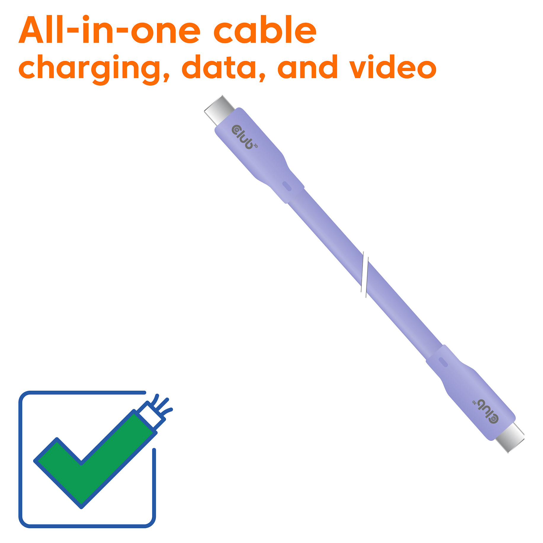 Club3D Lifestyle Kabllo USB‑C / PD 240W / 20 Gbps / 2.0m / St–St - Vjollcë - 3