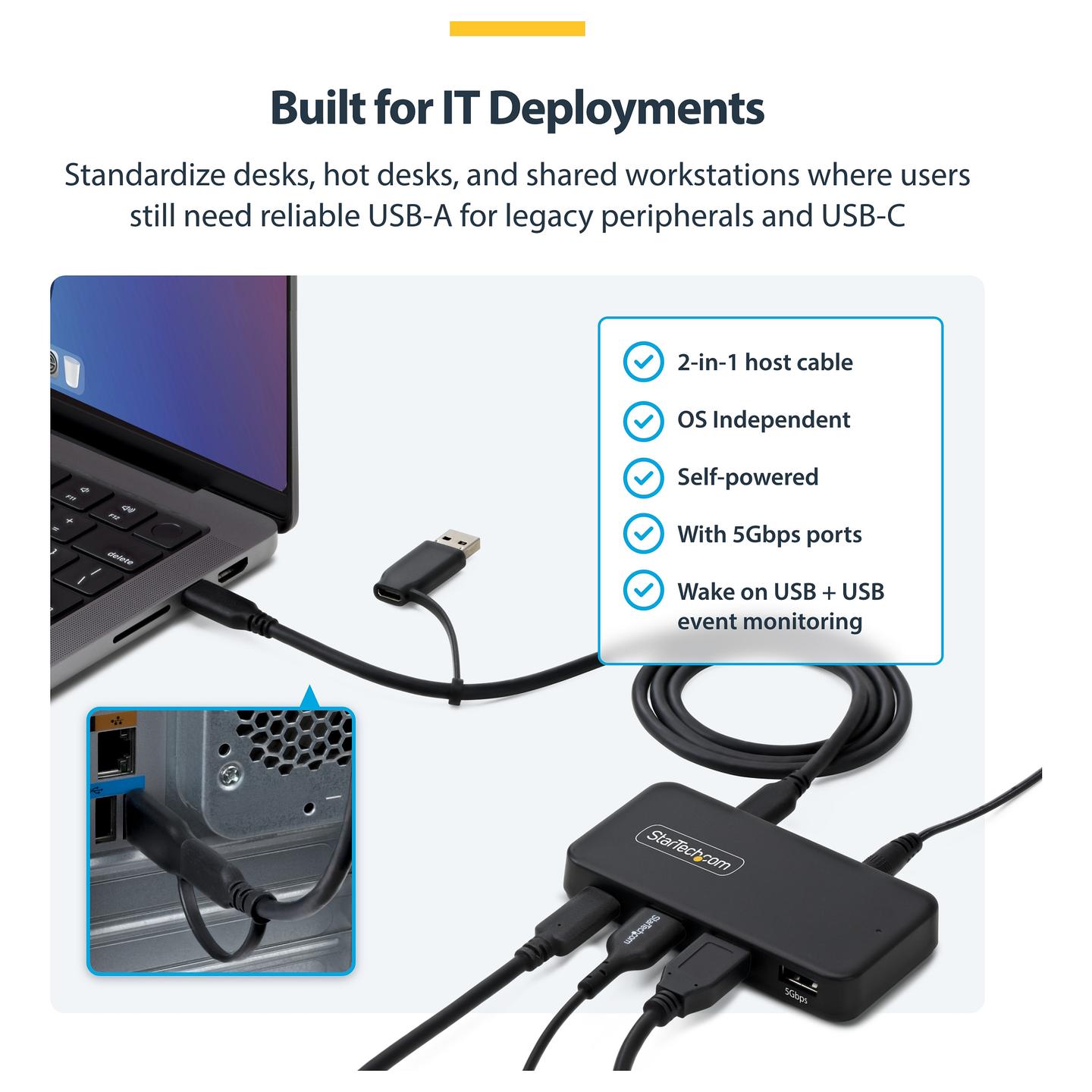Hub StarTech.com 311UE-USB-HUB, 3x USB-A, 1x USB-C, 5Gbps, 36W - Zezë - 8
