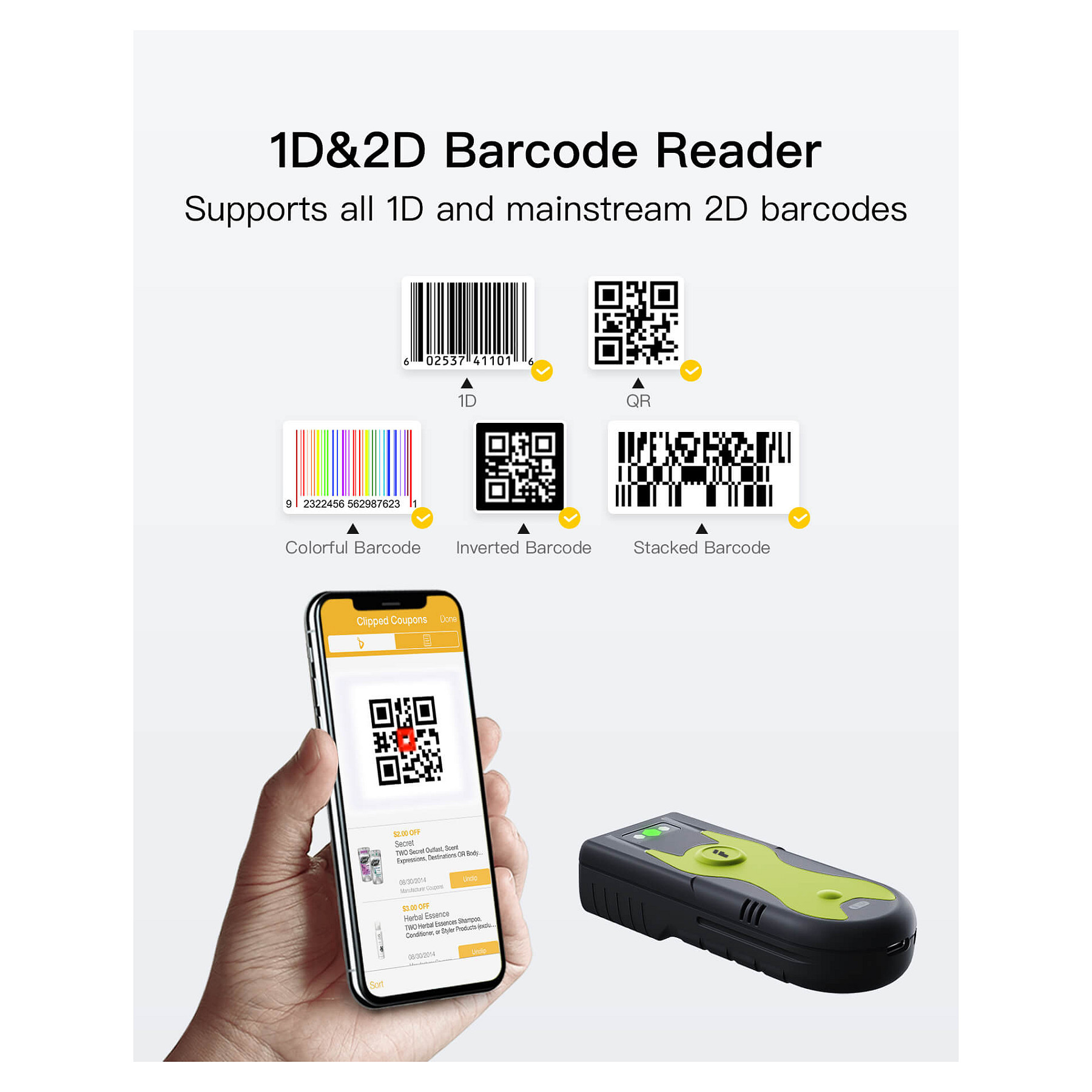Skaner Inateck BCST-42 Barcode - Gjelbër/Zezë - 2