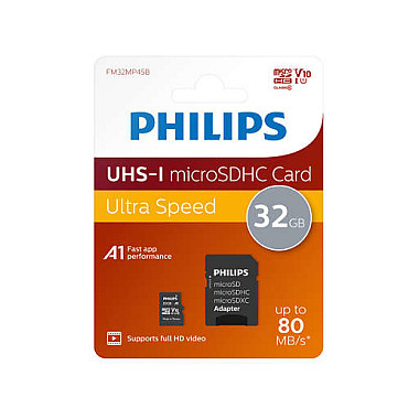 Kartë Memorie SD Philips 32GB microSDHC Class 10 UHS-I U1 + Adapter - 2