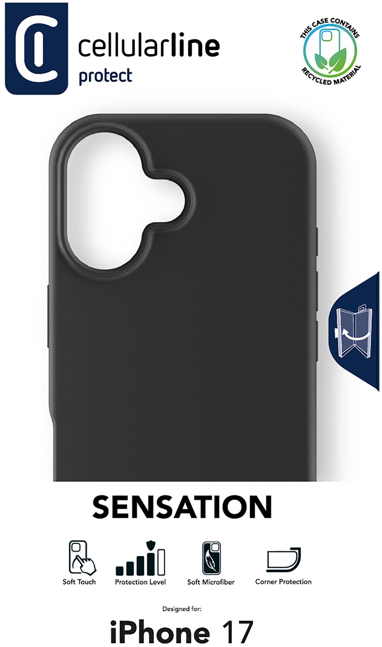 Aksesorë për telefon Cellularline Sensation Case / iPhone 17 – Zezë - 1
