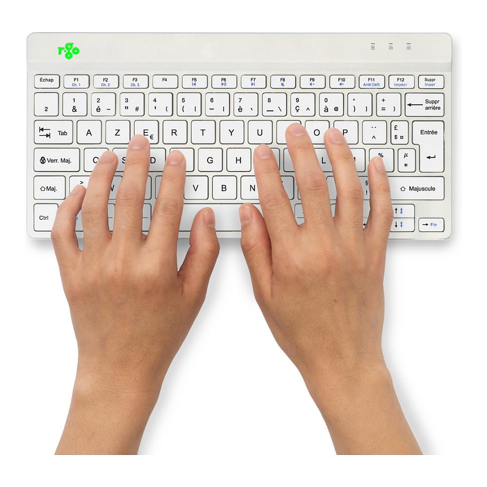 Tastierë pa kabllo R-Go Tools R-Go Compact Break / AZERTY / Scissor / Bluetooth / Mini - Bardhë - 4