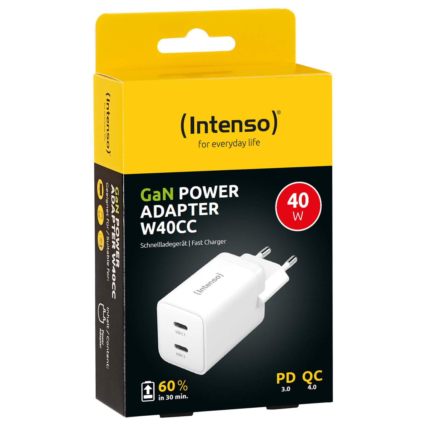 Karikues Intenso W40CC GaN / 2x USB-C / 40W / PD 3.0 / PPS / QC 4.0 - Bardhë - 3