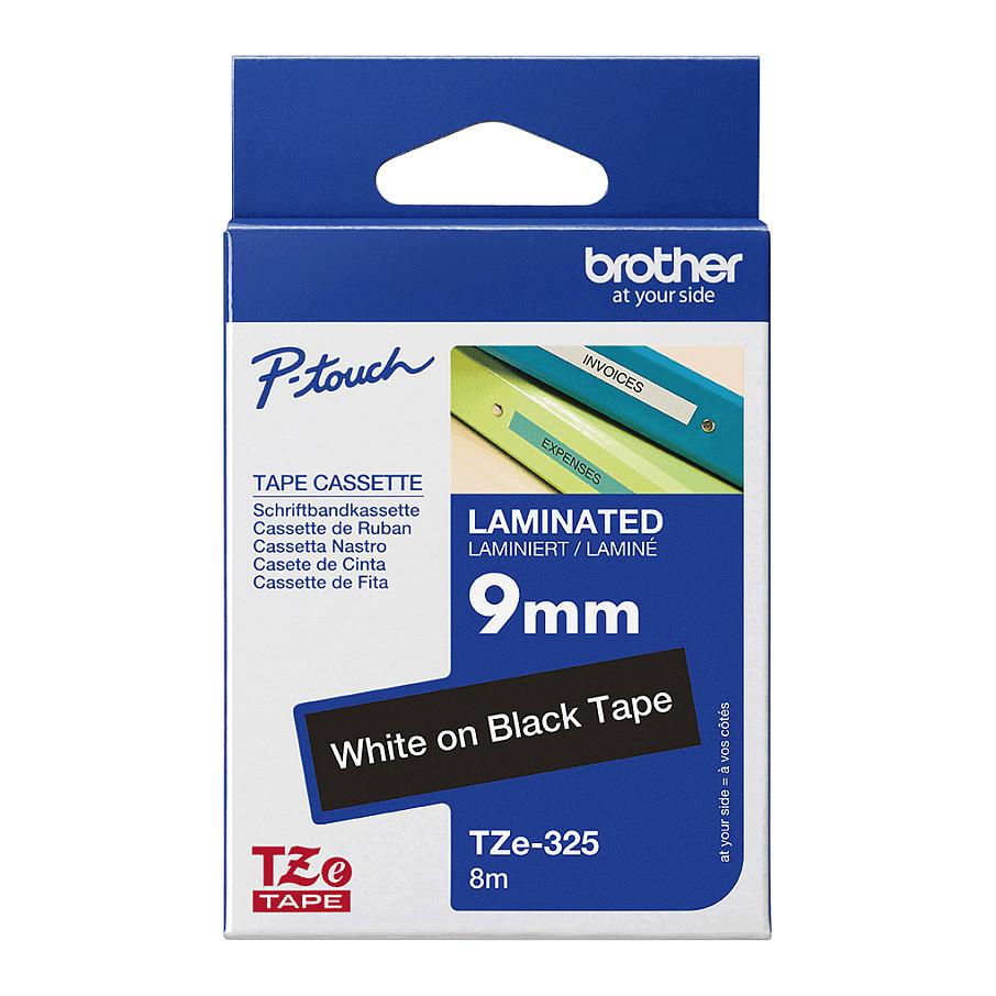 Label Brother TZe-325 Laminated Tape Original / 9mm x 8m – Bardhë / Zezë - 4