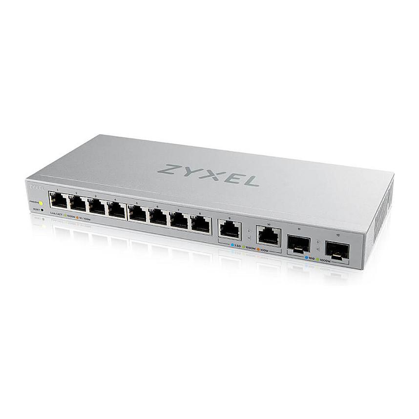 Switch Zyxel XGS1210-12, 8x Gigabit RJ45, 2x 2.5G RJ45, 2x 10G SFP+, 66Gbps, Web Managed, VLAN, QoS - Hiri - 7