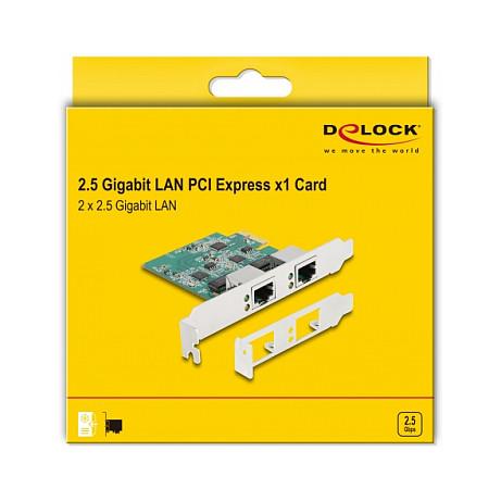 Karta të Rrjetit Delock 88101 / PCIe 2.1 x1 / 2x 2.5 Gigabit LAN RJ45 / 2.5Gbps / Realtek RTL8125B / Low Profile - 4