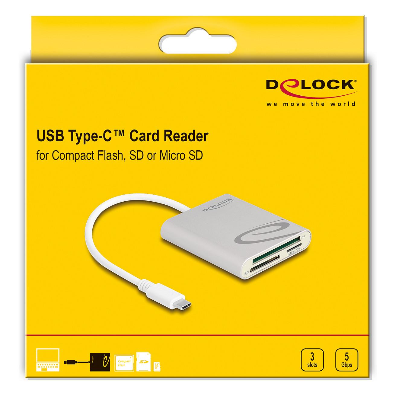 Lexues Kartelash DeLOCK 91005 / CF / SD / SDHC / SDXC / microSD / microSDHC / microSDXC / MMC / USB 3.2 Gen 1 / USB-C / 5 Gbit/s - Gri - 2