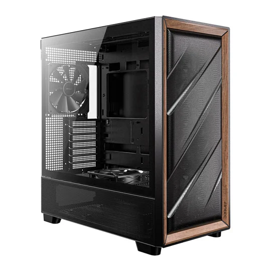 Kasë PC Antec FLUX / Midi Tower / E-ATX + ATX / 3x 120mm + 1x 140mm Fan / Tempered Glass + Wood - Zezë
