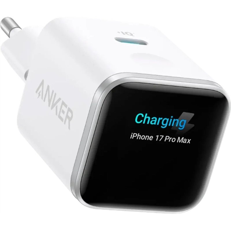 Karikues Anker Nano A121D / GaN / 45W / USB-C / PD / Smart Display / 180° Foldable - Bardhë