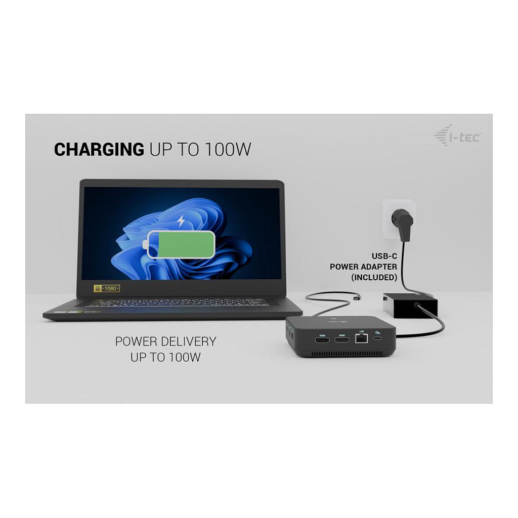 Docking Station i-tec C31TRIVIDPRO100W, USB-C, 2x HDMI, 1x DisplayPort++, 6x USB, Power Delivery 100W, Karikues USB-C 100W - Zezë - 8
