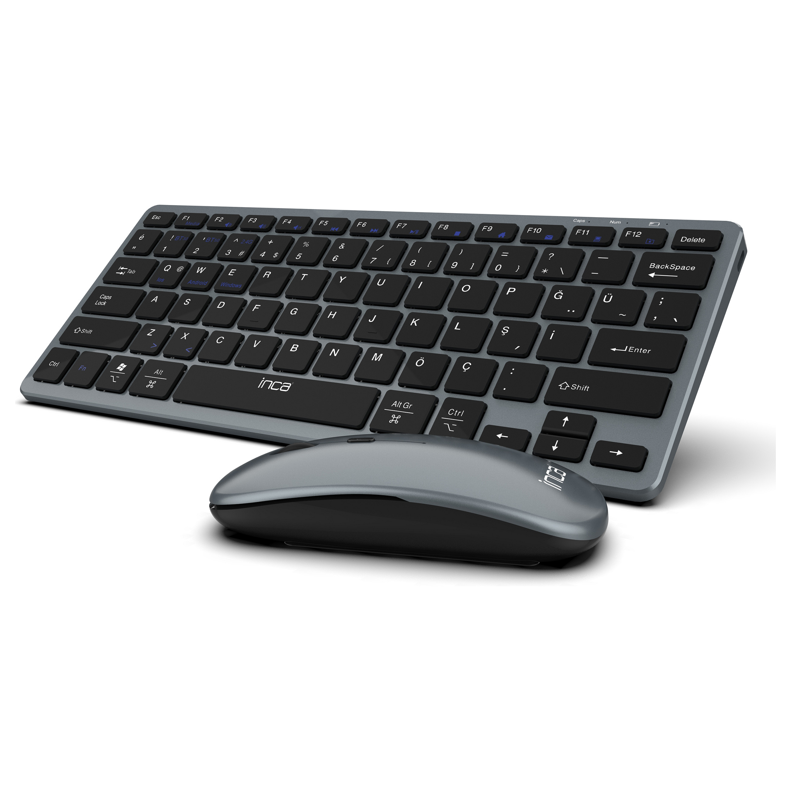 Combo (Tastierë&Maus) INCA IBK-572BT / 60% / QWERTZ / RF Wireless + Bluetooth / LED / 78 Butona - Zezë - 2