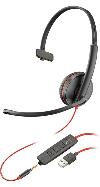 Kufje me kabllo Poly Blackwire 3215 /USB-C + USB-A + 3.5mm / Dynamic EQ / Mikrofon – Zezë - 1
