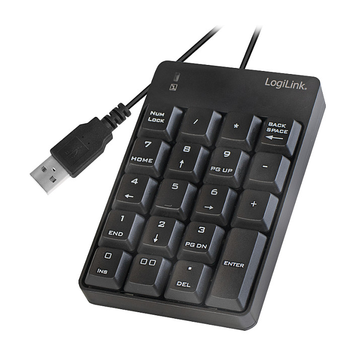Tastierë Me kabllo LogiLink ID0184 / Numeric Keypad / USB-A / Plug & Play / 1.6 m - Zezë - 2
