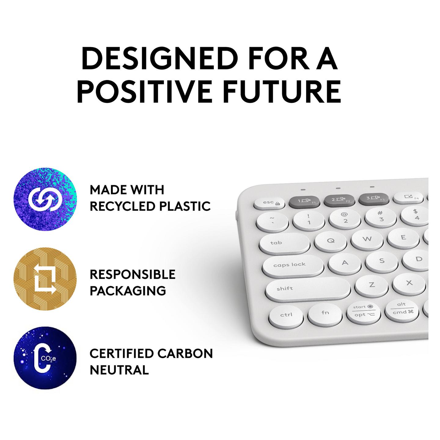 Tastierë pa kabllo Logitech Pebble Keys 2 K380s, Bluetooth, 10 Taste të Personalizueshme - Bardhë - 20