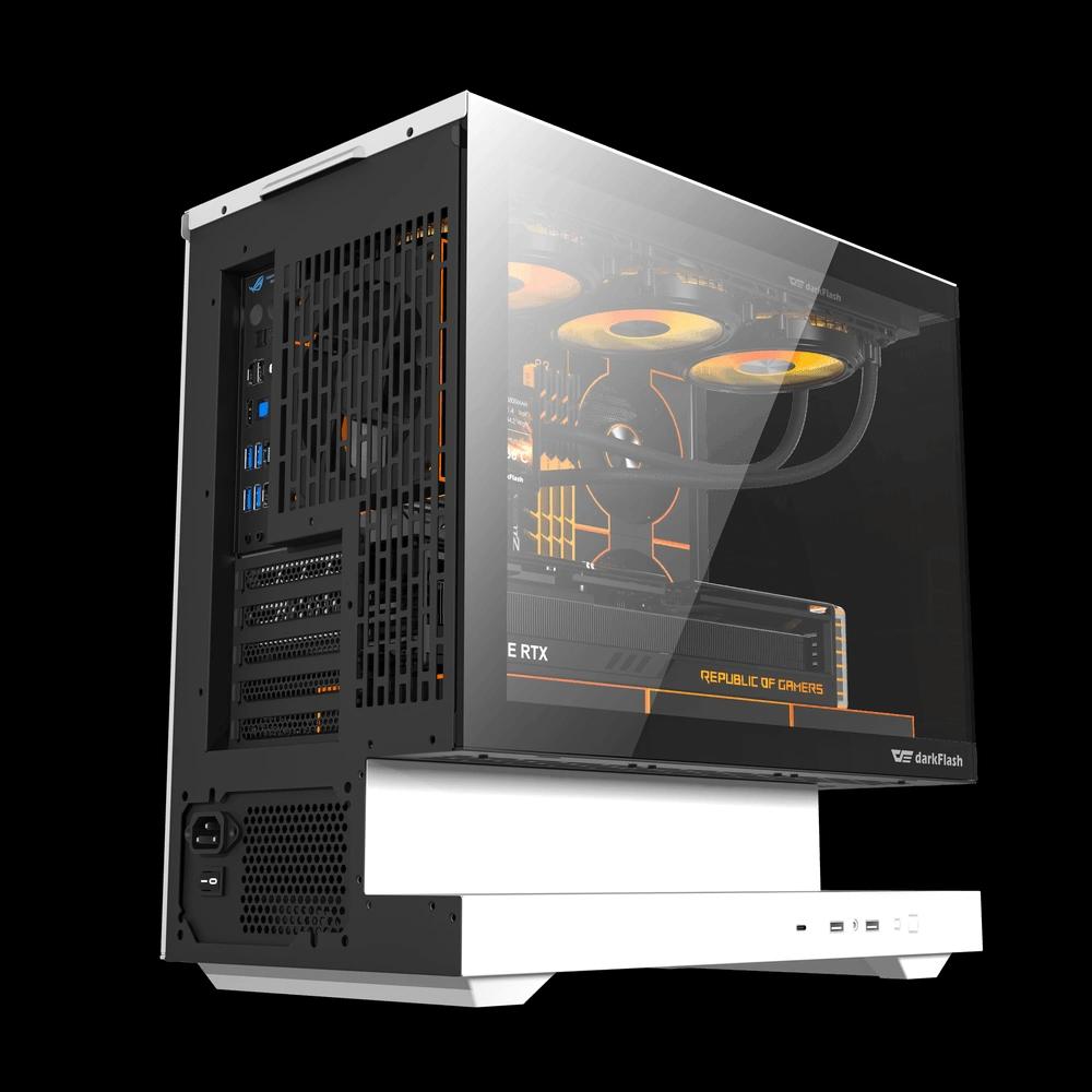 Kasë Darkflash FLOATRON F1 / M-ATX Mid-Tower / 6x120mm ARGB / USB Type-C / Xham i Temperuar / Floating Design – Bardhë - 2