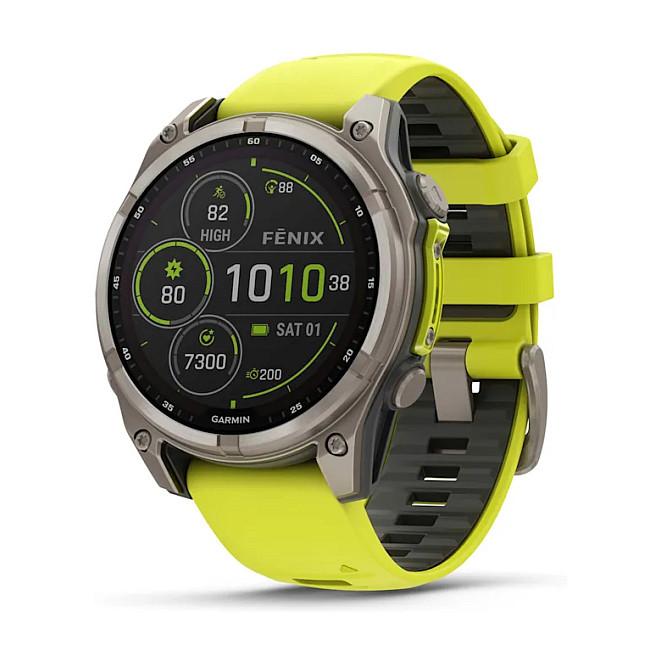Orë e mençur Garmin fēnix 8 Solar Sapphire, 47mm, MIP 1.3", GPS Multi-Band, 32GB, Titanium - Verdhë/Hiri - 1