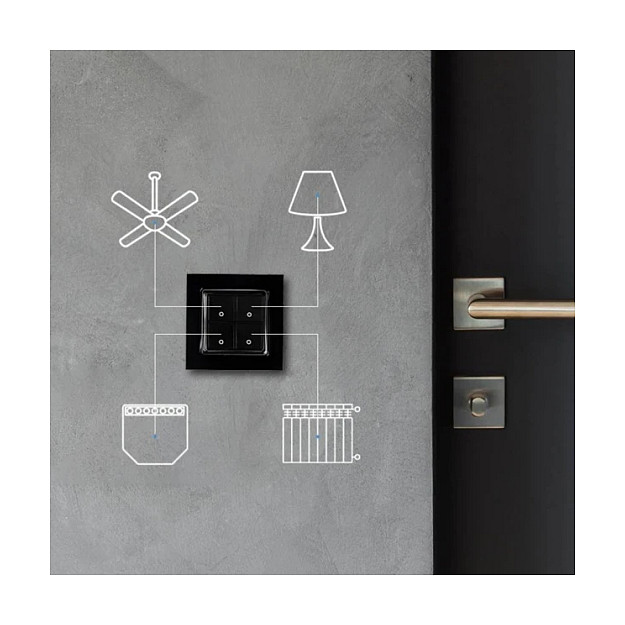 Ndërprerës smart 4‑kanalësh Shelly Wall Switch 4 – Zezë - 3