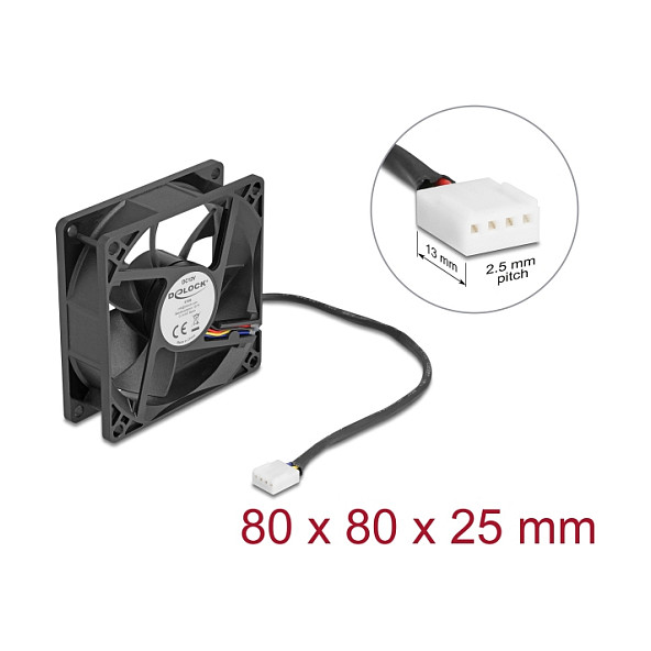 Ftohës për Kasë DeLOCK 67296 / 80mm / 3000 RPM / PWM – Zezë - 3