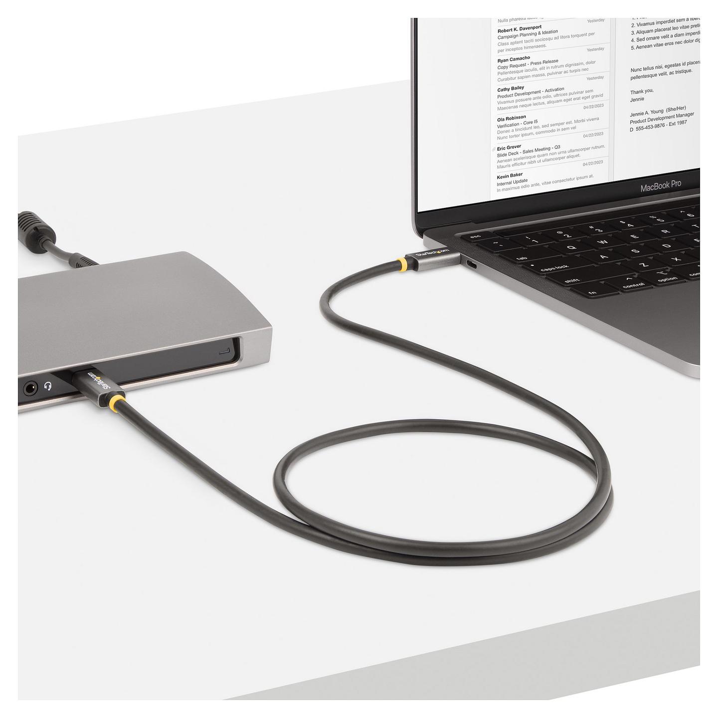 Kabllo USB StarTech.com CC1M-40G-USB-CABLE / USB-C në USB-C / USB4 Gen 2x2 / 40 Gbit/s / PD 100W / 5A / 8K 120Hz / 1m - Hiri/Zezë - 10