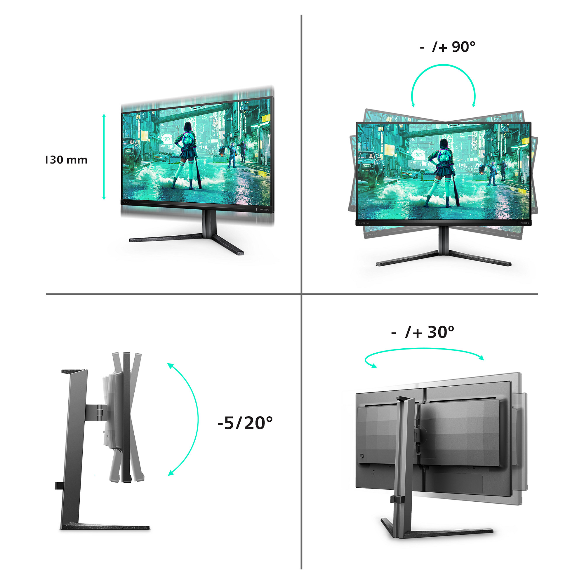Monitor Gaming Philips Evnia 25M2N3200W/00 / 24.5" / Full HD LCD VA / 240Hz / 1 ms / HDMI+ DisplayPort+ VESA / Zezë - 17