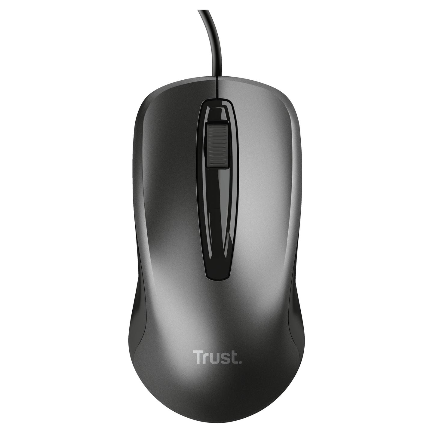 Maus me Kabllo Trust 24657, Optik, 1200DPI, 3 Butona, USB-A - Zezë - 1