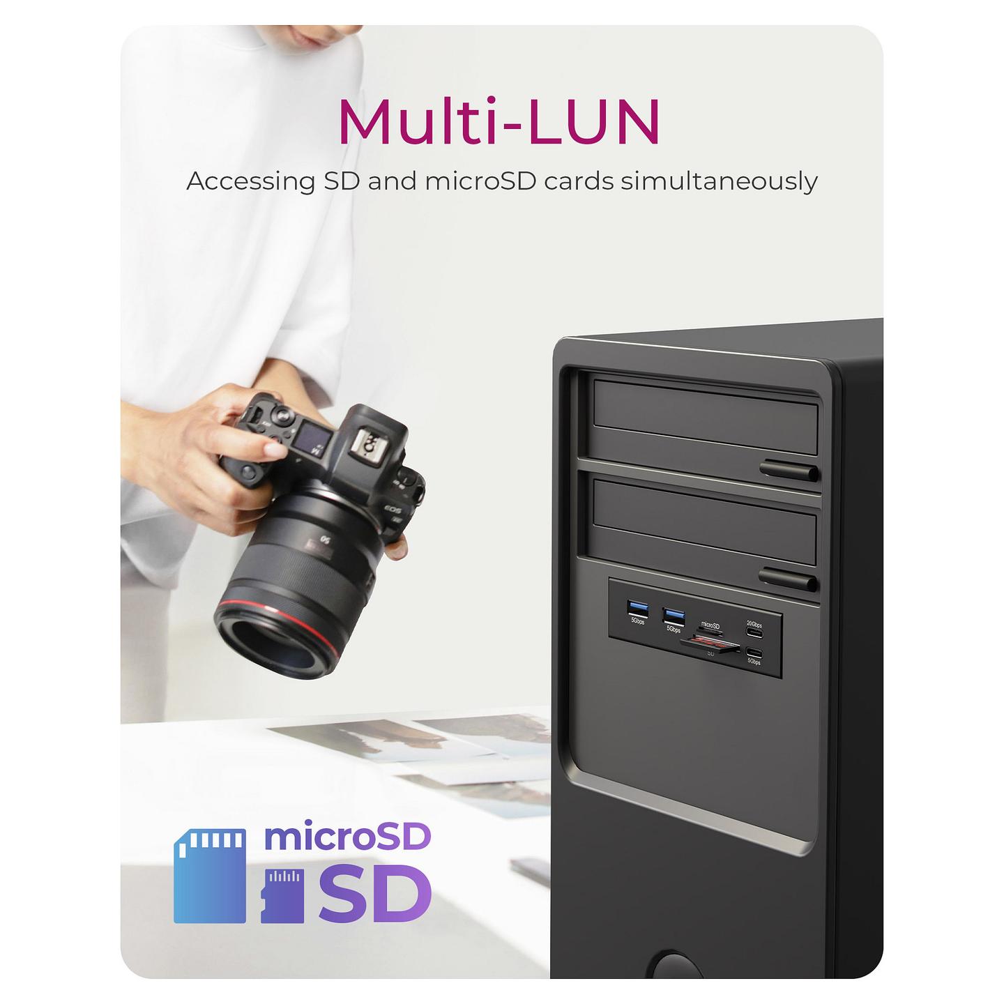 Hub ICY BOX IB-HUB1419-i3, 2x USB-A, 2x USB-C, SD, microSD, 20Gbps, 3.5" - Zezë - 3