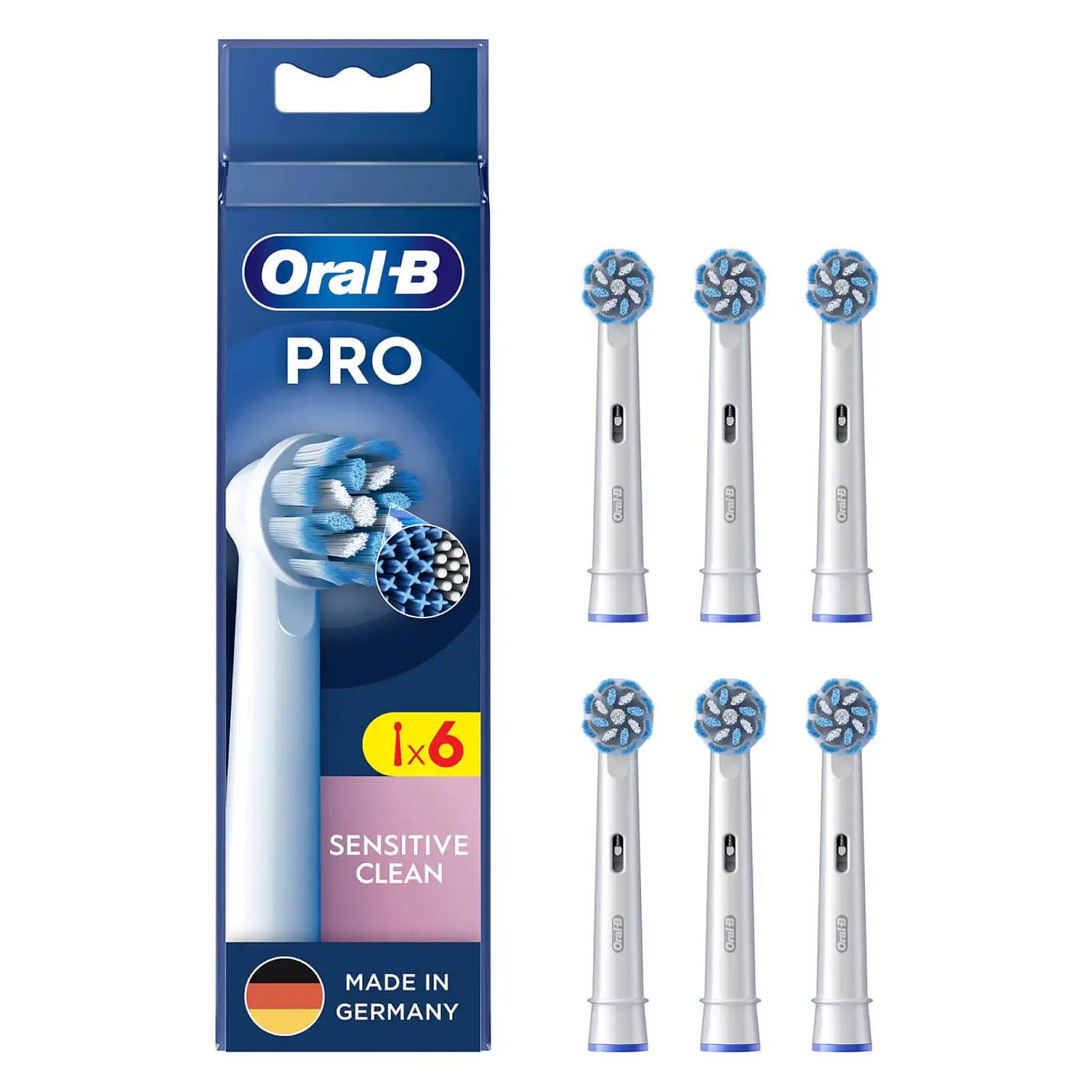 Koka Zëvendësuese për Furçë Dhëmbësh Oral-B Pro Sensitive Clean / 6 Copë / Fije Ultra të Buta / Formë X – Bardhë
