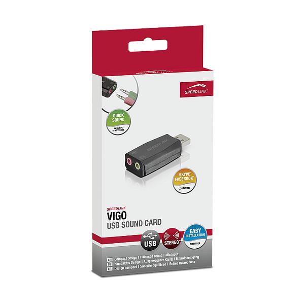 Kartelë zanore e jashtme Speedlink VIGO, USB-A, Stereo, dalje për kufje 3.5 mm, hyrje për mikrofon - Zezë