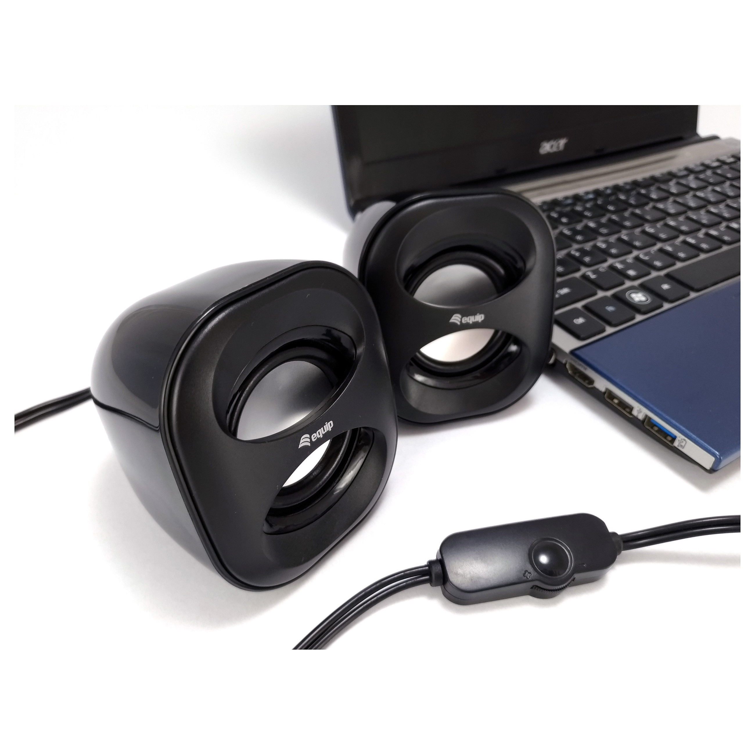 Altoparlantë Equip Compact Mini Stereo Speakers USB Powered for Laptop/PC -  Zezë - 2