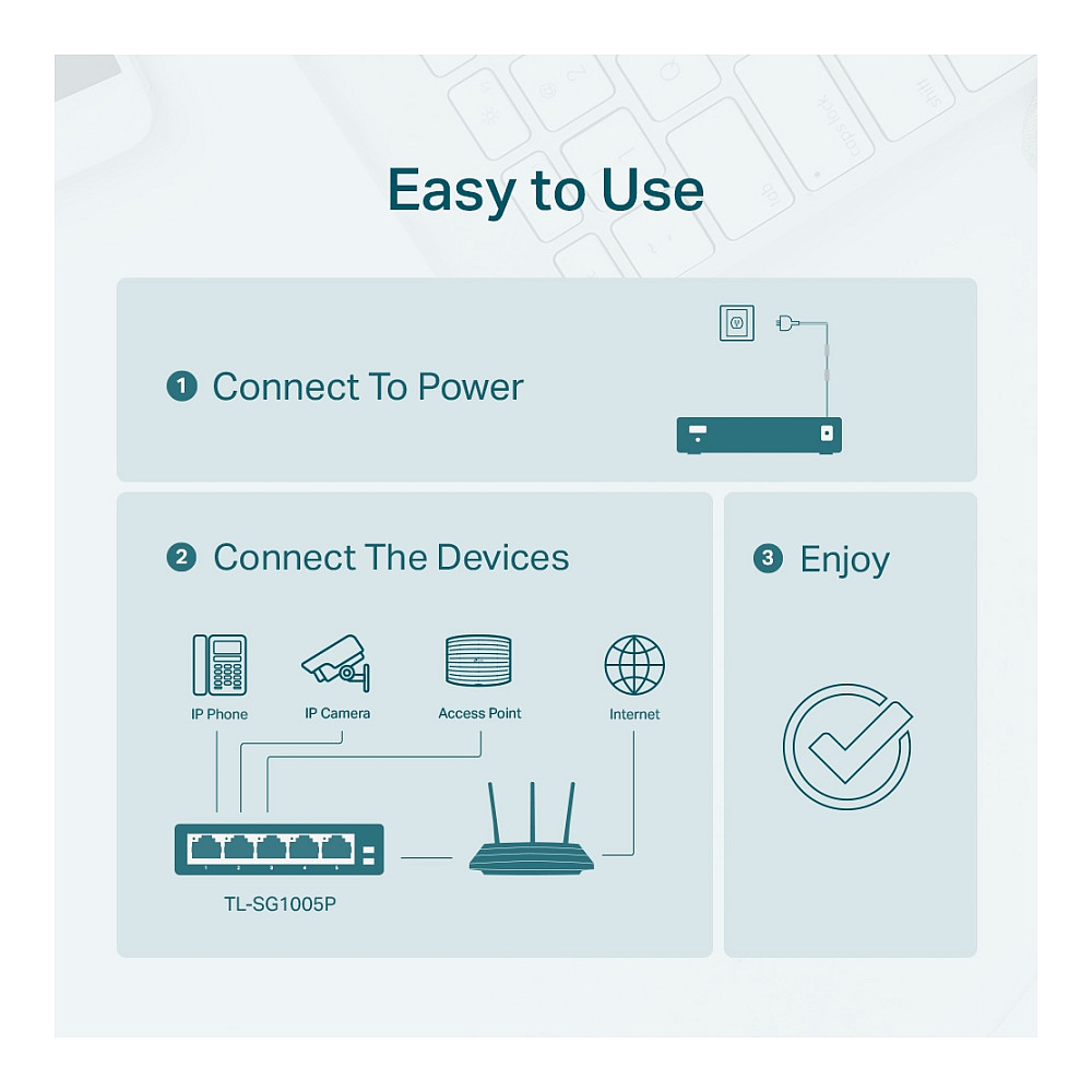 Switch 5P TP-Link SG1005P metal me 4 PoE-Ports - 8