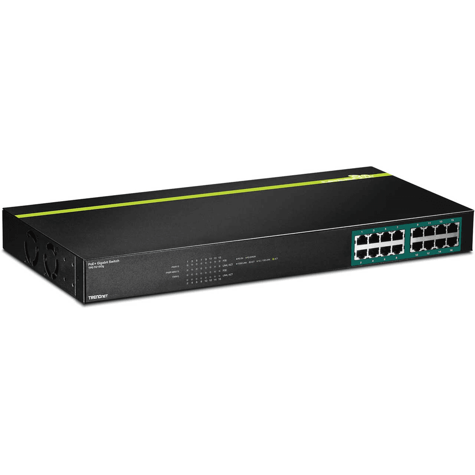 Switch TRENDnet TPE-TG160g, 16x Gigabit Ethernet RJ45 PoE+, PoE 246W, 32Gbps, Rack 1U - Zezë - 2