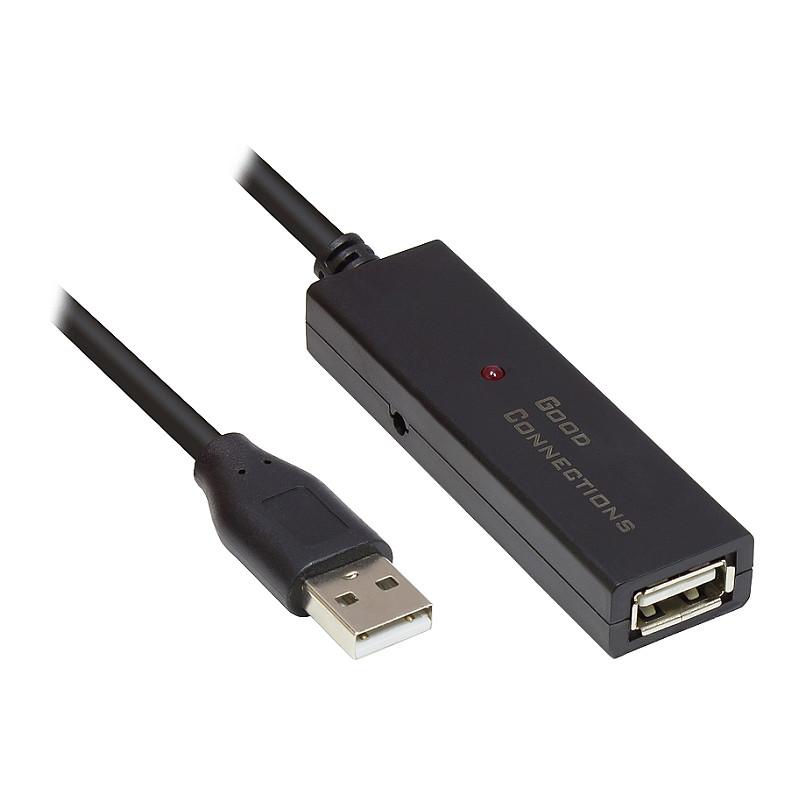 Kabllo USB ALCASA GC-M0131, USB-A mashkull në USB-A femër, USB 2.0, zgjatues aktiv, 480 Mbps, 5 m - Zezë