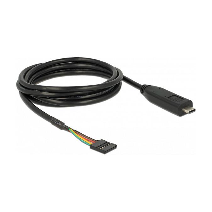 Kabllo konvertuese DeLOCK 63947, USB-C në TTL 5 V, 6 pina, FTDI FT232RL, 2 m - Zezë - 1