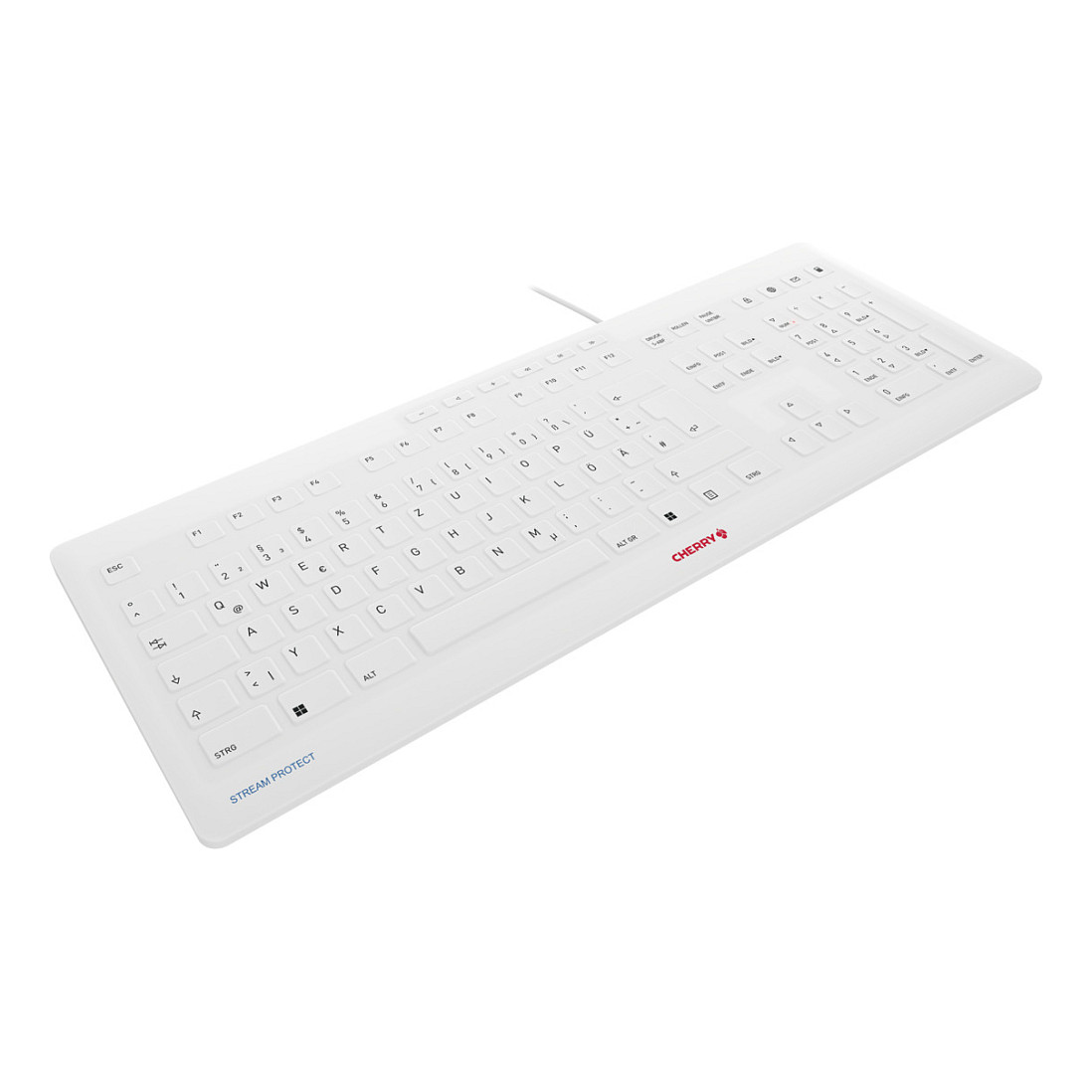 Tastierë Me kabllo Cherry STREAM PROTECT / German Layout  – Bardhë / Gri - 4