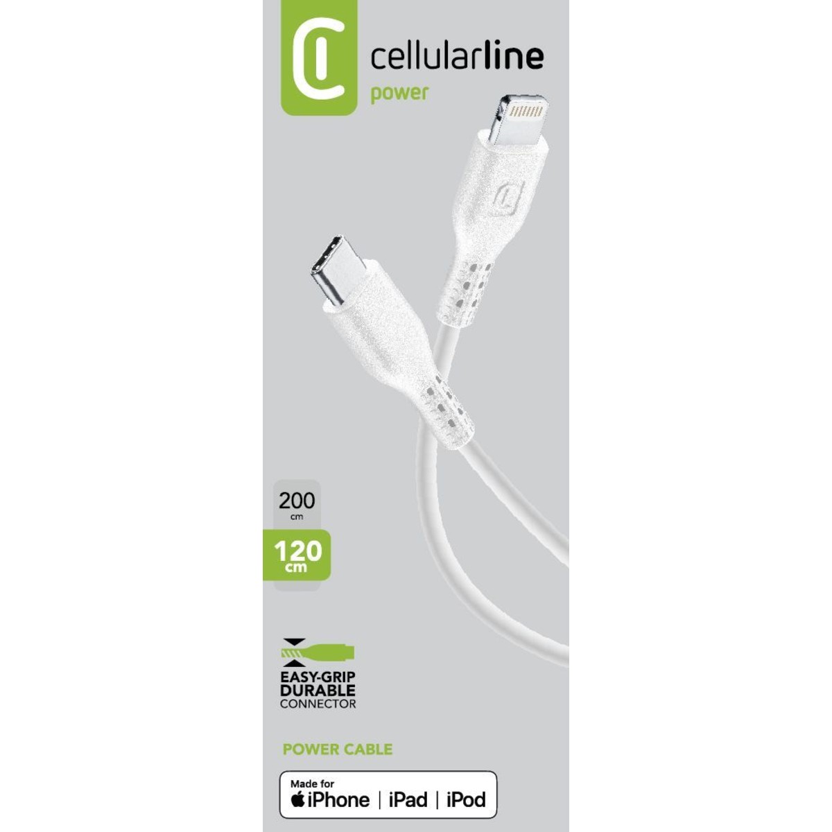Kabllo Cellularline USB‑C in USB‑C / 2m – Bardhë - 1