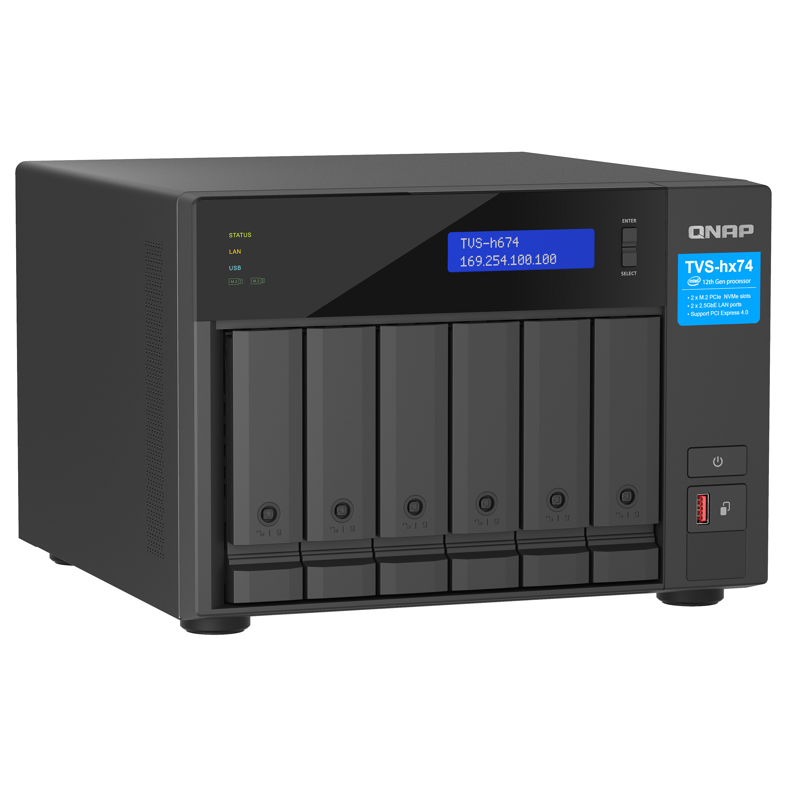 NAS QNAP TVS‑H474‑PT‑8G 4‑Bay QuTS hero / Intel Pentium Gold G7400 (up to 3.7GHz) / 8GB - 3