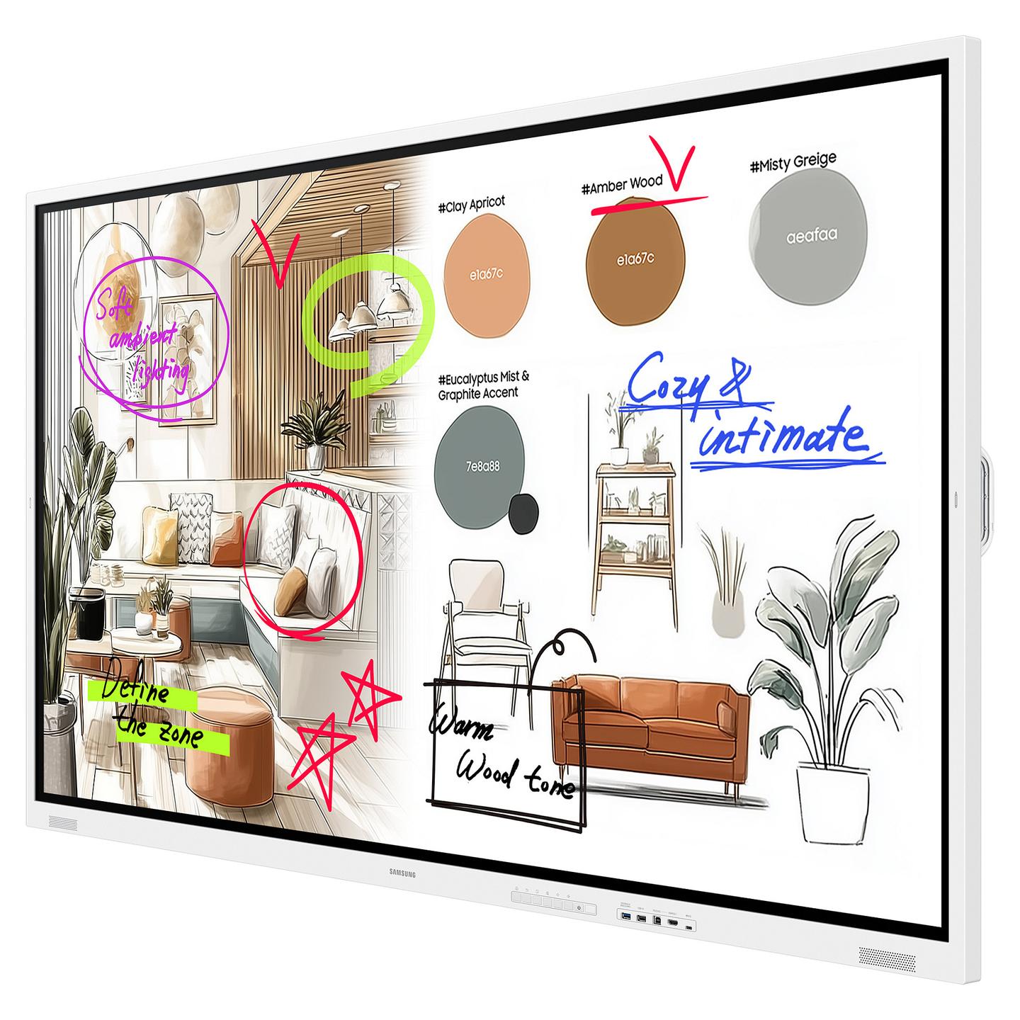 Interaktiv (Smart Board) Samsung Flip WM75FX, 75", 4K UHD VA, Touch, 8GB, 64GB, 2× HDMI, USB-C, 2× USB - Hiri/Bardhë - 3