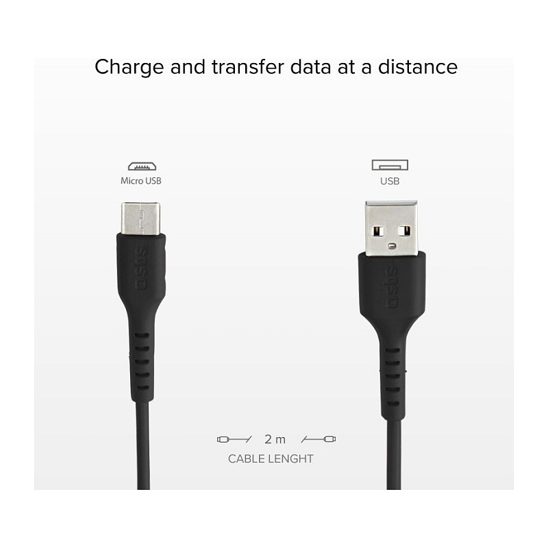 Kabllo SBS TECABLEMICRO2K / USB-A → Micro-USB B / USB 2.0 / 2m – Zezë - 3