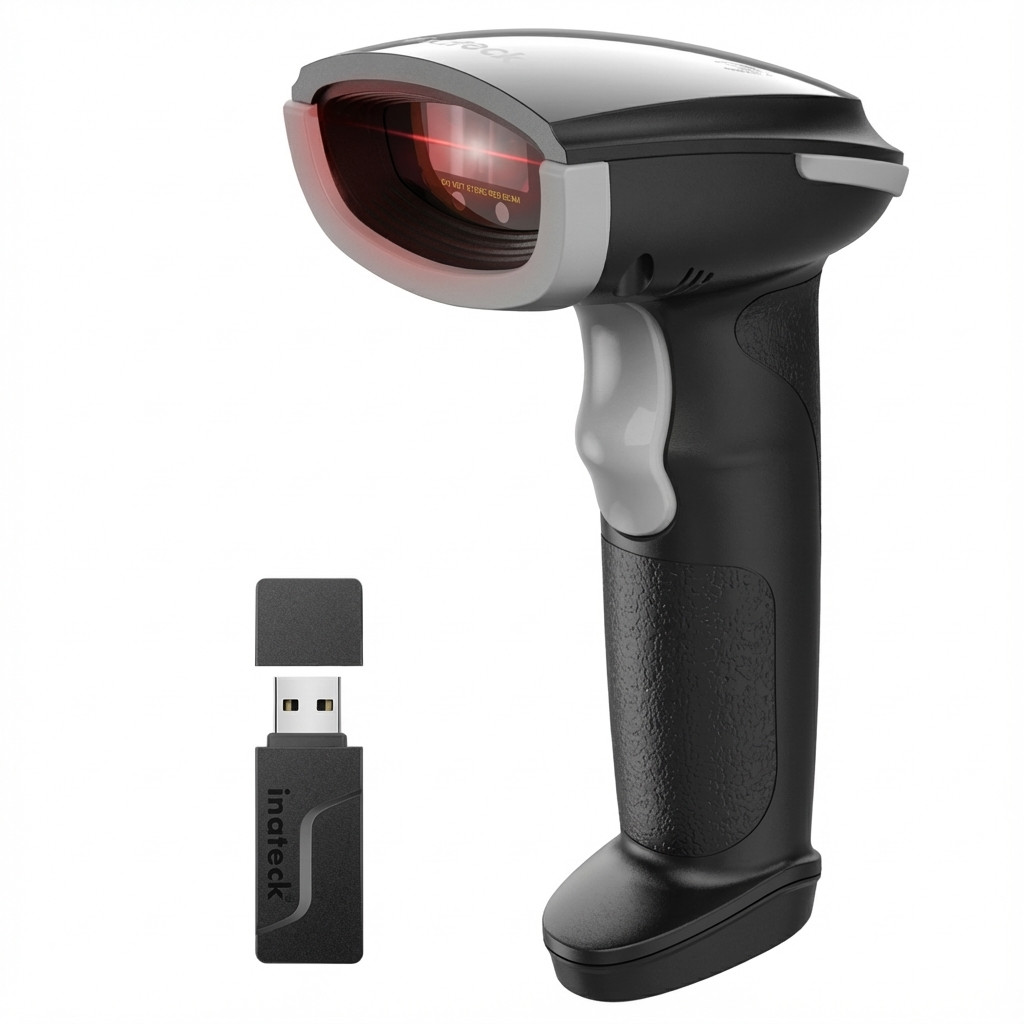Skaner Barkodesh Inateck BCST-21 / 1D / Laser / Bluetooth / 2.4GHz Wireless / 2000mAh / 100 m - Zezë/Gri