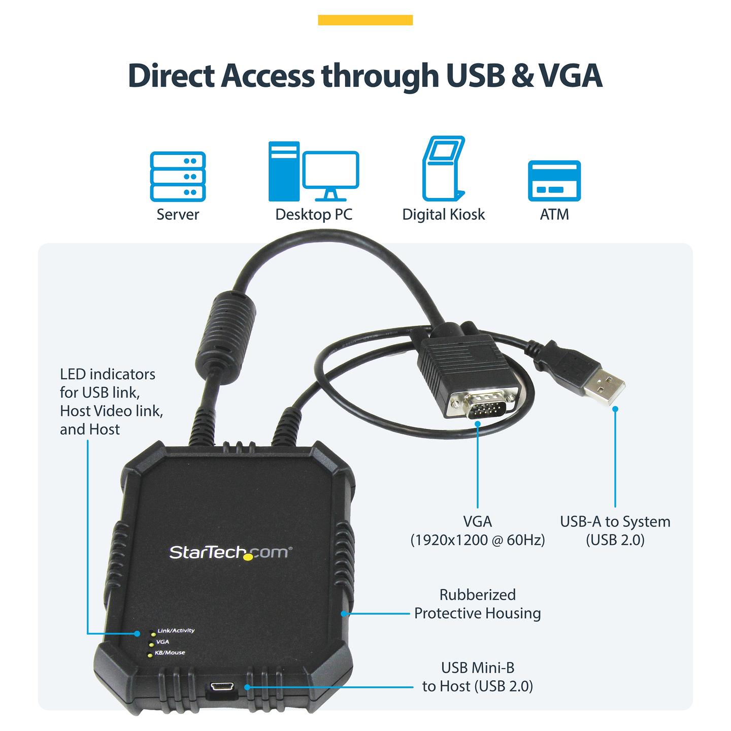KVM Switch StarTech.com NOTECONS02X, VGA, USB, 1920×1200px 60Hz, USB-Powered, TAA - Zezë - 10
