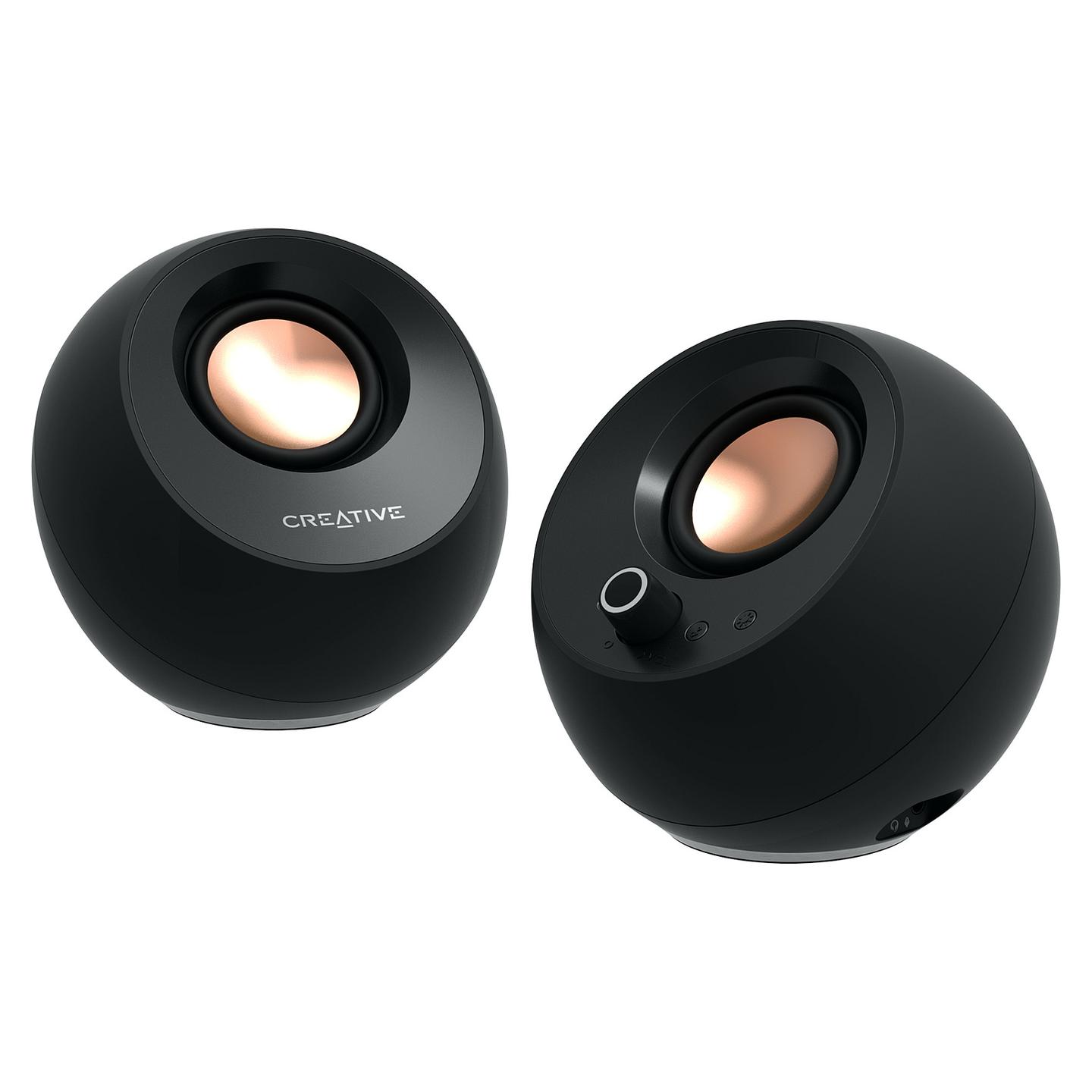 Altoparlantë Creative Labs Pebble Pro, 2.0, 10W RMS, Bluetooth 5.3, USB-C, AUX, RGB - Zezë