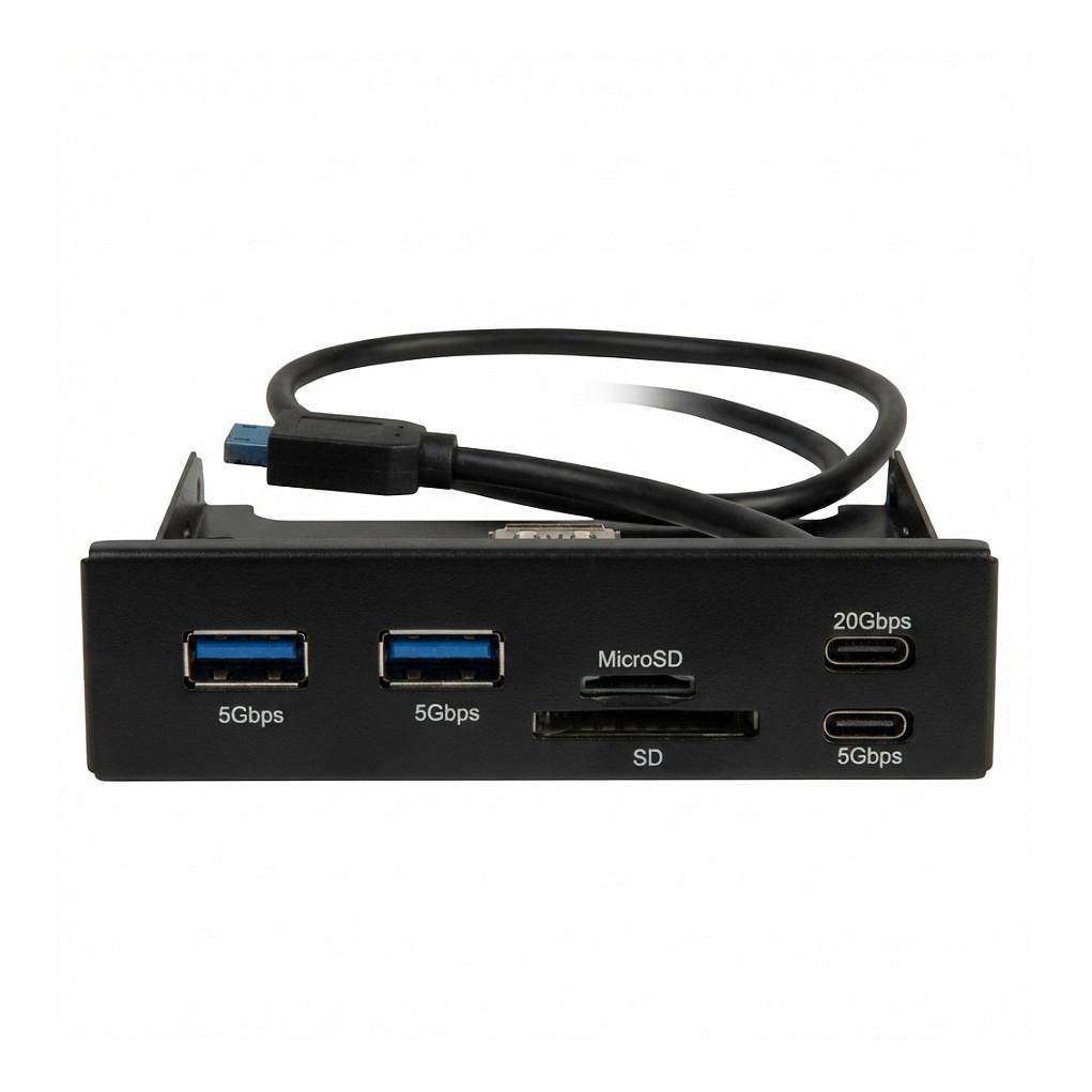 Lexues Kartelash Inter-Tech Argus CI-22 / SD / microSD / TF / 1x USB-C 20 Gbit/s / 1x USB-C 5 Gbit/s / 2x USB-A 5 Gbit/s - Zezë